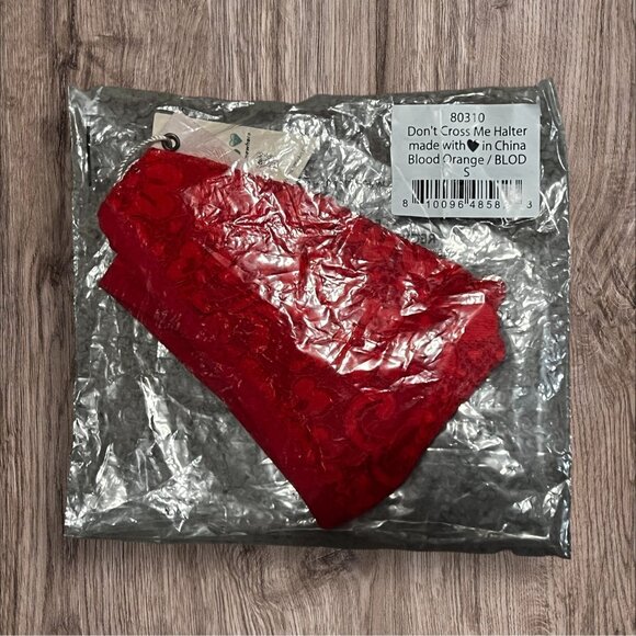 We Are HAH Don't Cross Me Halter Bralette Sz Small Womens Blood Orange Free Peop - Picture 7 of 9